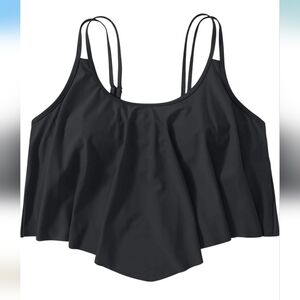 Unique & Classic Ruffled Flounce Top Black Sz Small